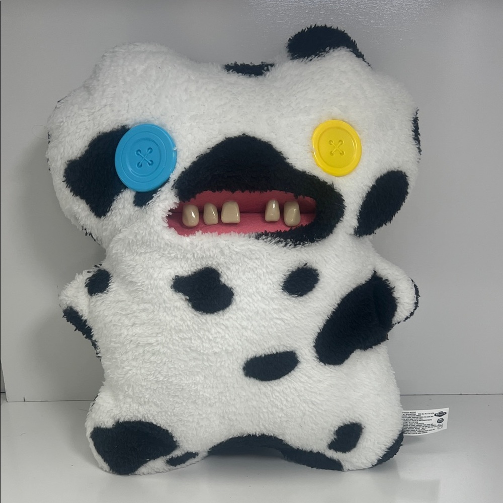 Spooky Plush Monster with Button Eyes - Black and White